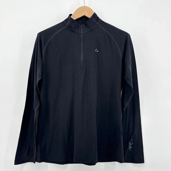 Paradox Merino Blend Quarter Zip Long Sleeve Thumbhole Shirt Base Layer XL Black - Picture 1 of 9
